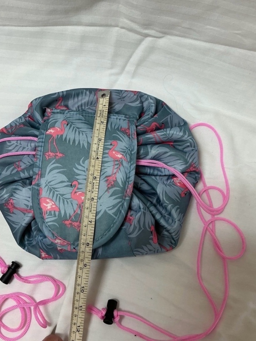 Flamingo Drawstring Makeup Pouch - Large - Picture 5 of 6